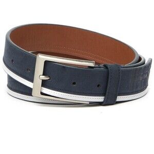 Boconi Men's Sneaker Belt Leather 35mm Navy/White Size 34/85 $119